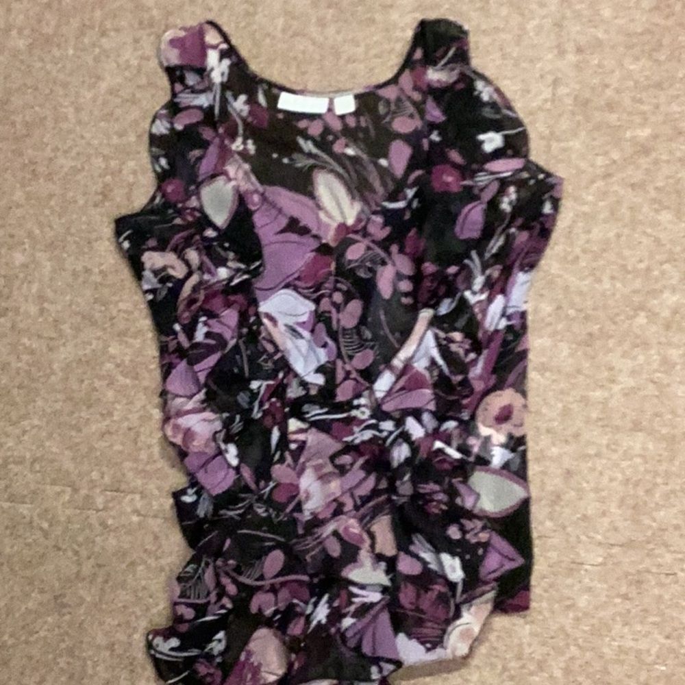 New York & Company Black Floral Blouse